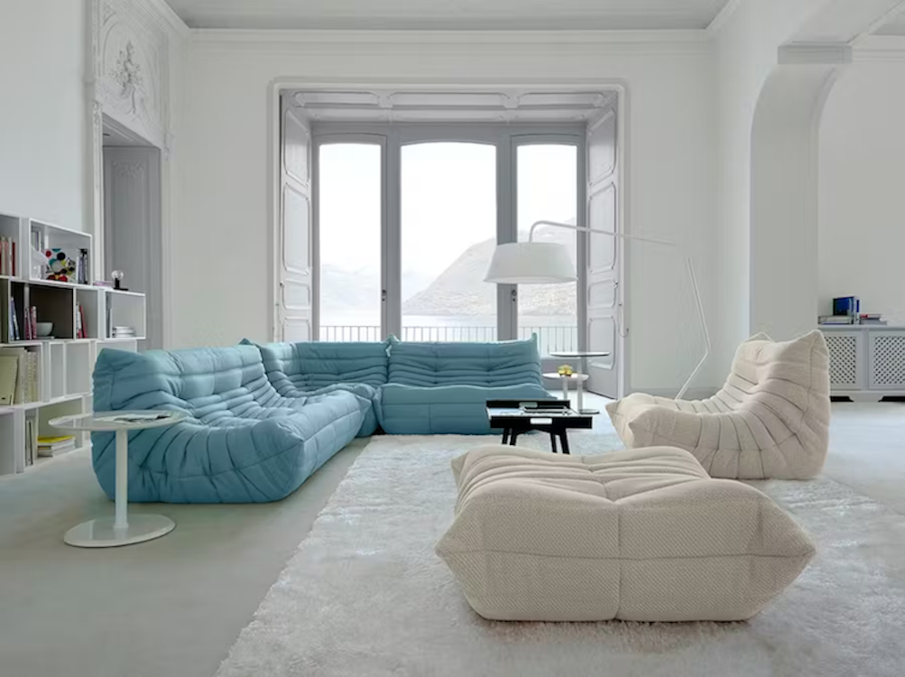 Caterpillar Sofa 3 Seater premium leather lounge chair with ergonomic design and frameless silhouette in beige