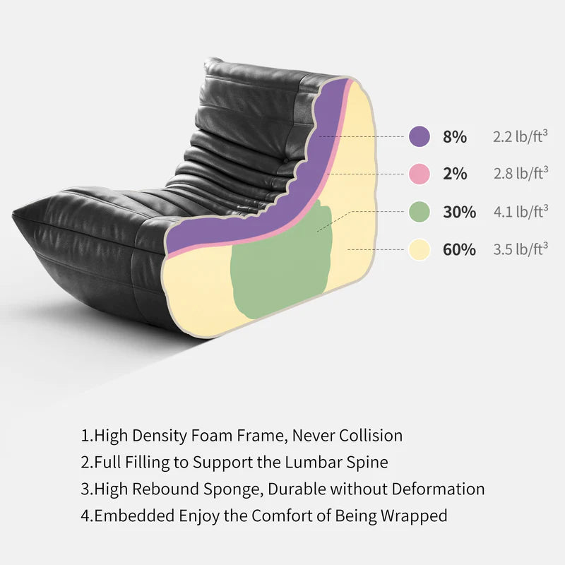 Modern Caterpillar Sofa all-foam lounge chair with low-profile design and premium upholstery