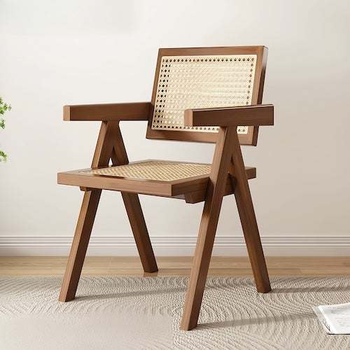 Hand-Woven Rattan Folding Chair – Natural Wicker Seat for Indoor & Patio