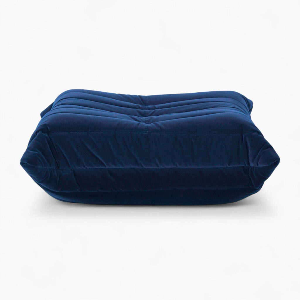 Luxury Caterpillar velvet ottoman footstool with Togo-inspired design and plush velvet upholstery