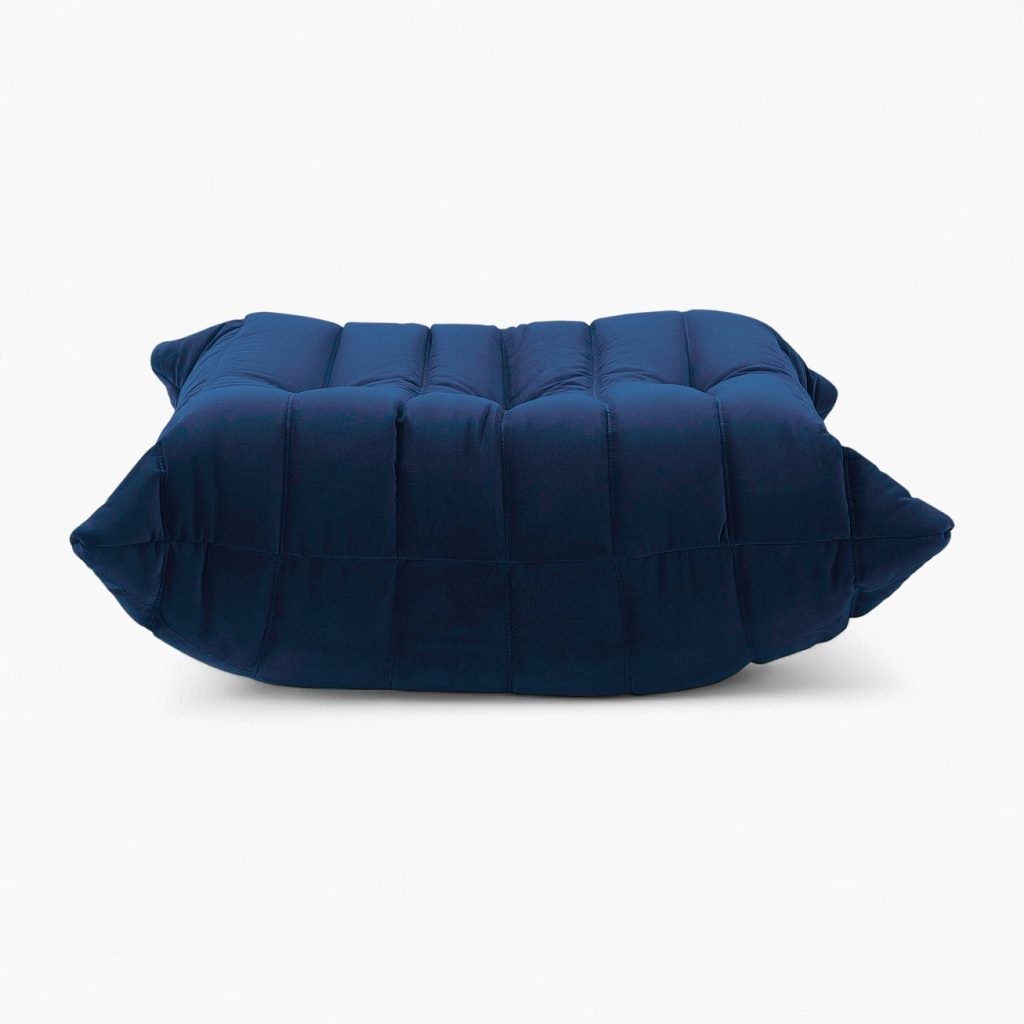 Luxury Caterpillar velvet ottoman footstool with Togo-inspired ergonomic design and plush velvet upholstery