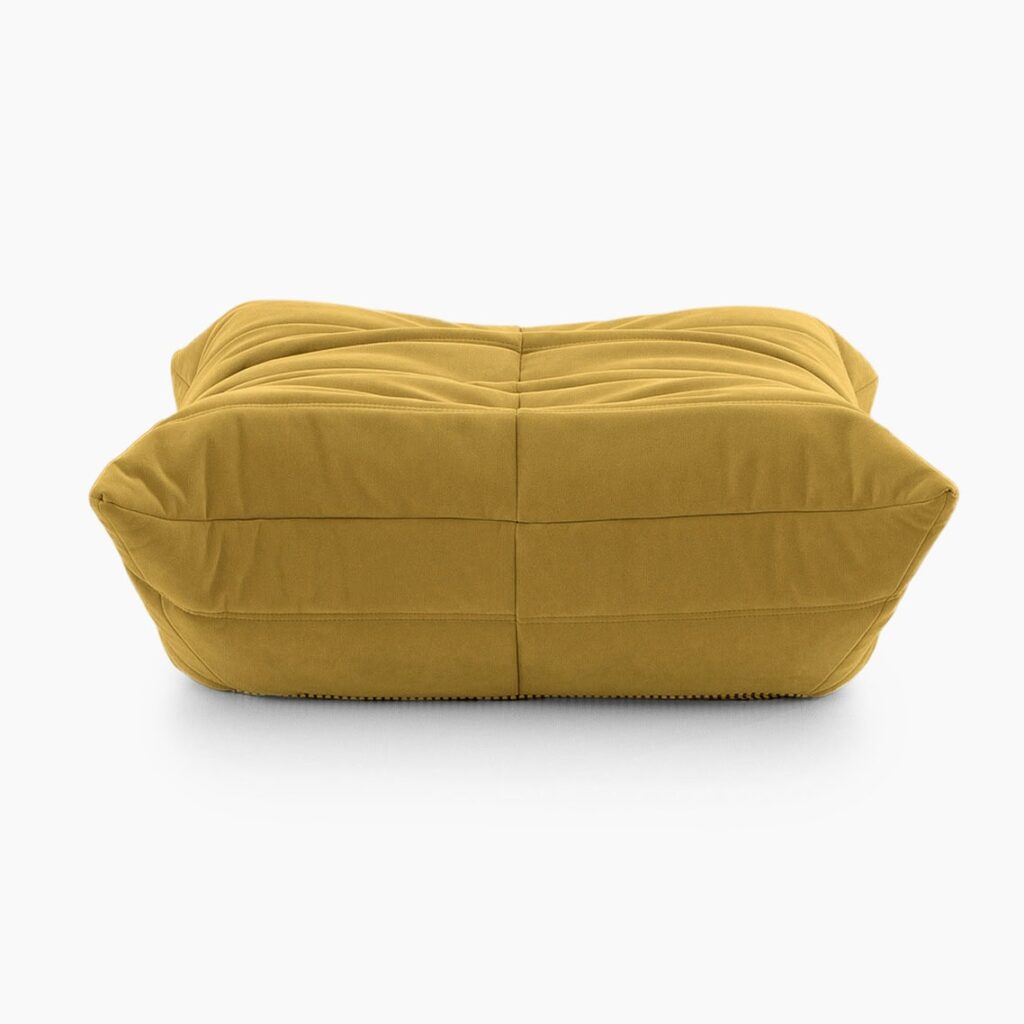 Luxury Caterpillar Velvet Ottoman footstool in soft velvet with ergonomic segmented design