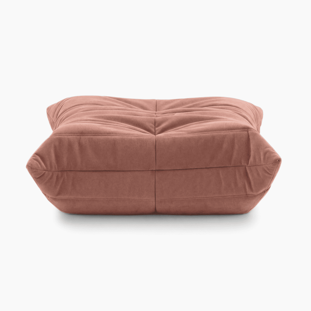 Luxury Caterpillar velvet ottoman footstool with segmented ergonomic design and plush velvet upholstery