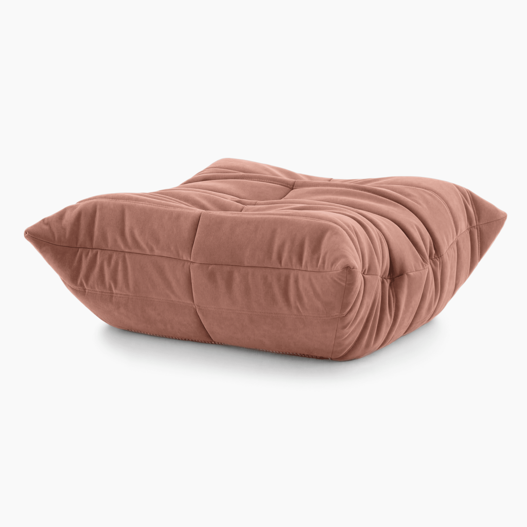 Luxury Caterpillar Velvet Ottoman footstool with Togo-inspired segmented velvet design and plush comfort