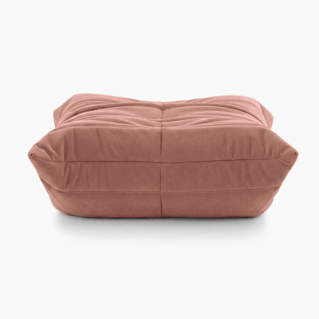 Luxury Caterpillar Velvet Ottoman footstool with Togo-inspired segmented design and plush velvet upholstery