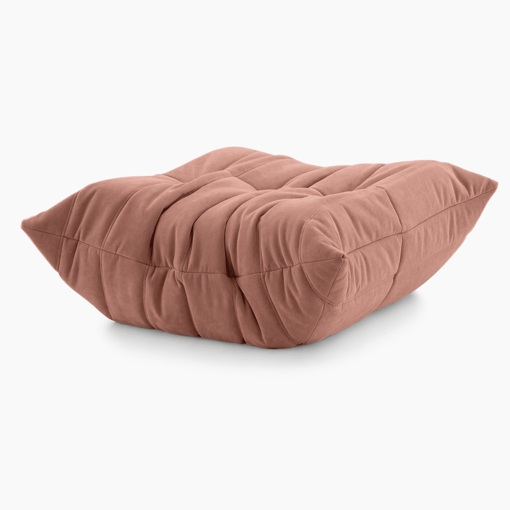 Luxury Caterpillar Velvet Ottoman footstool in soft velvet with ergonomic segmented design