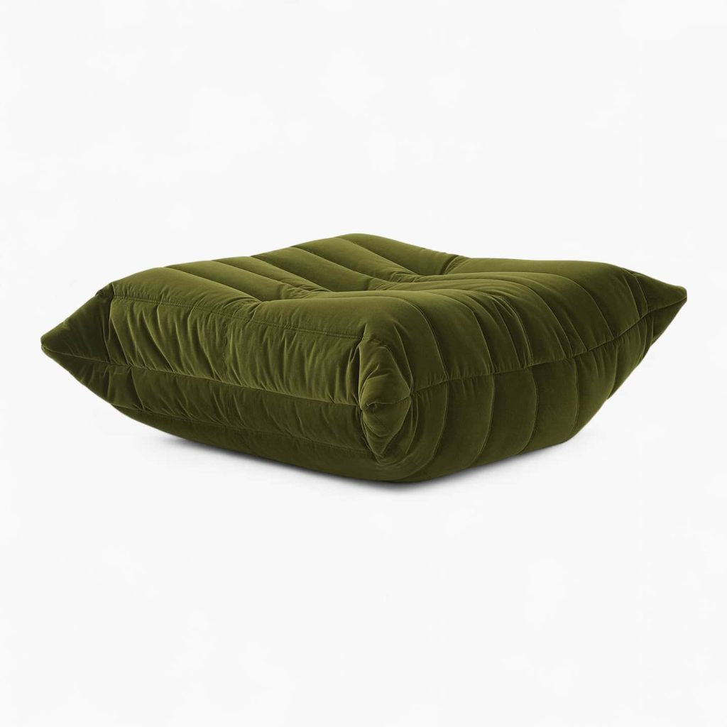Luxury Caterpillar Velvet Ottoman Footstool in soft premium velvet with ergonomic segmented design