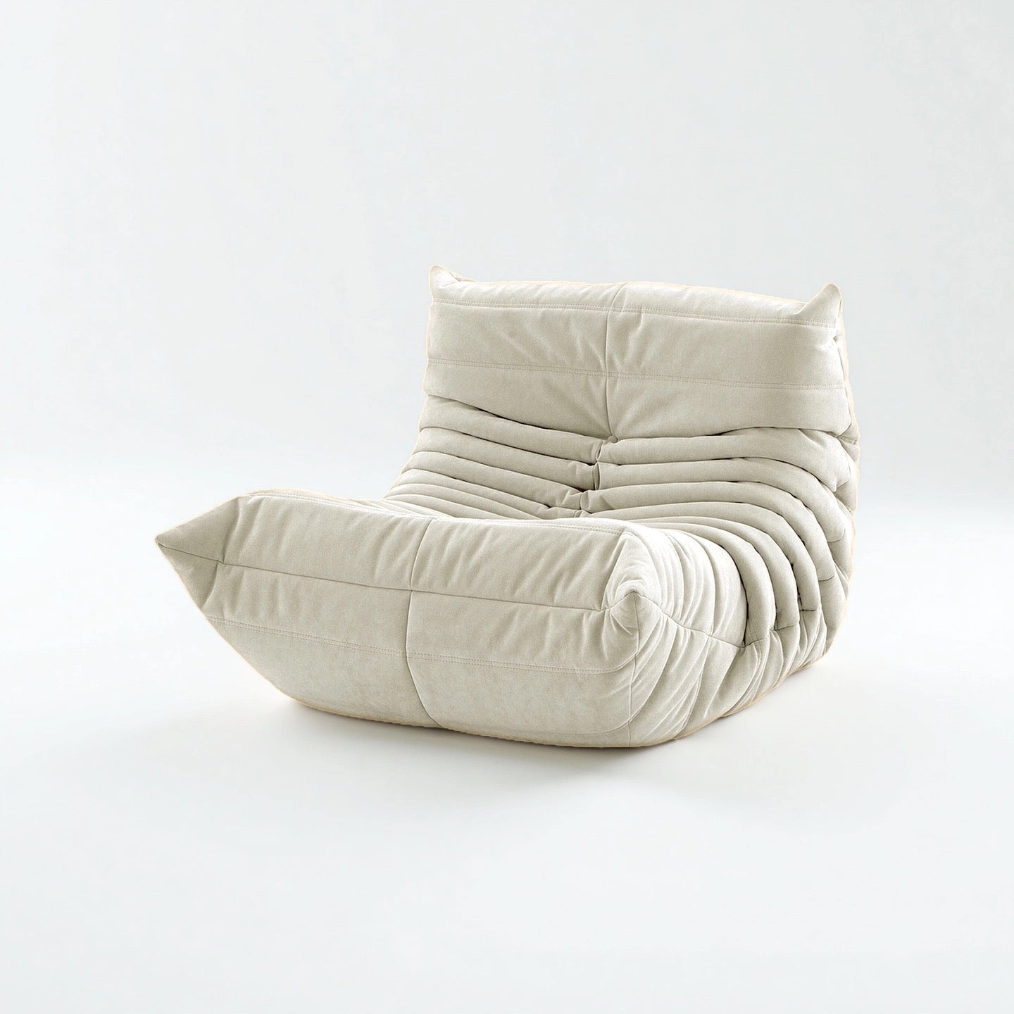 Caterpillar Lounge Chair fabric armless seat in nine colors with wave-like design and high-density foam cushioning