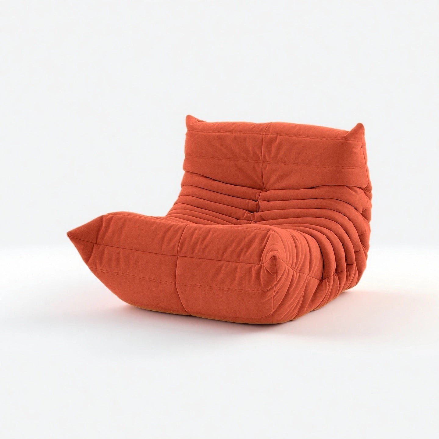 Caterpillar Lounge Chair fabric armless seat in multiple colors with wave-like curved design and cushioned comfort