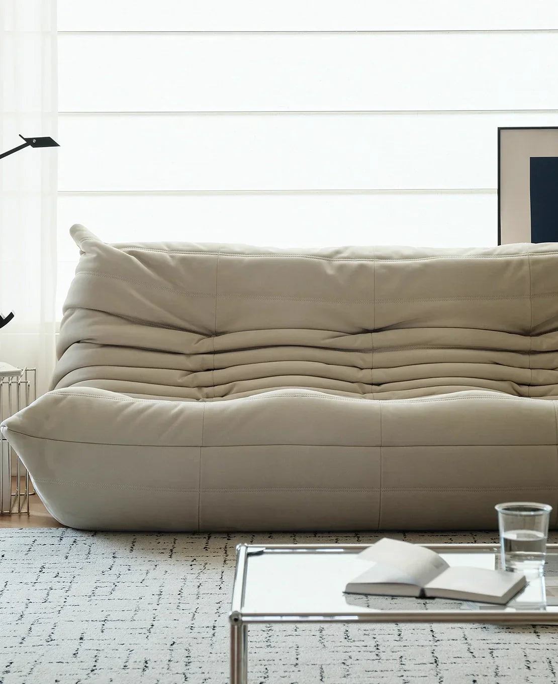 Caterpillar Sofa 3 Seater lounge chair in soft flannel fabric with ergonomic low-profile design