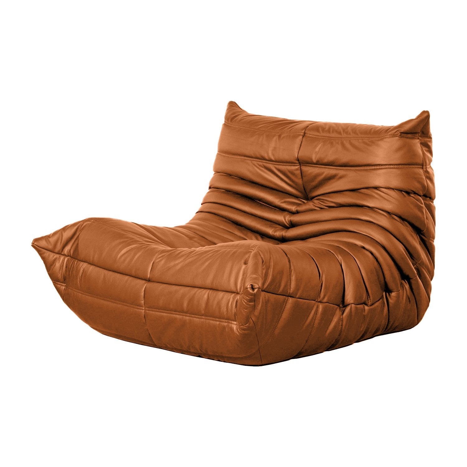 Caterpillar Leather Lounge Chair with plush all-foam design and multiple leather color options