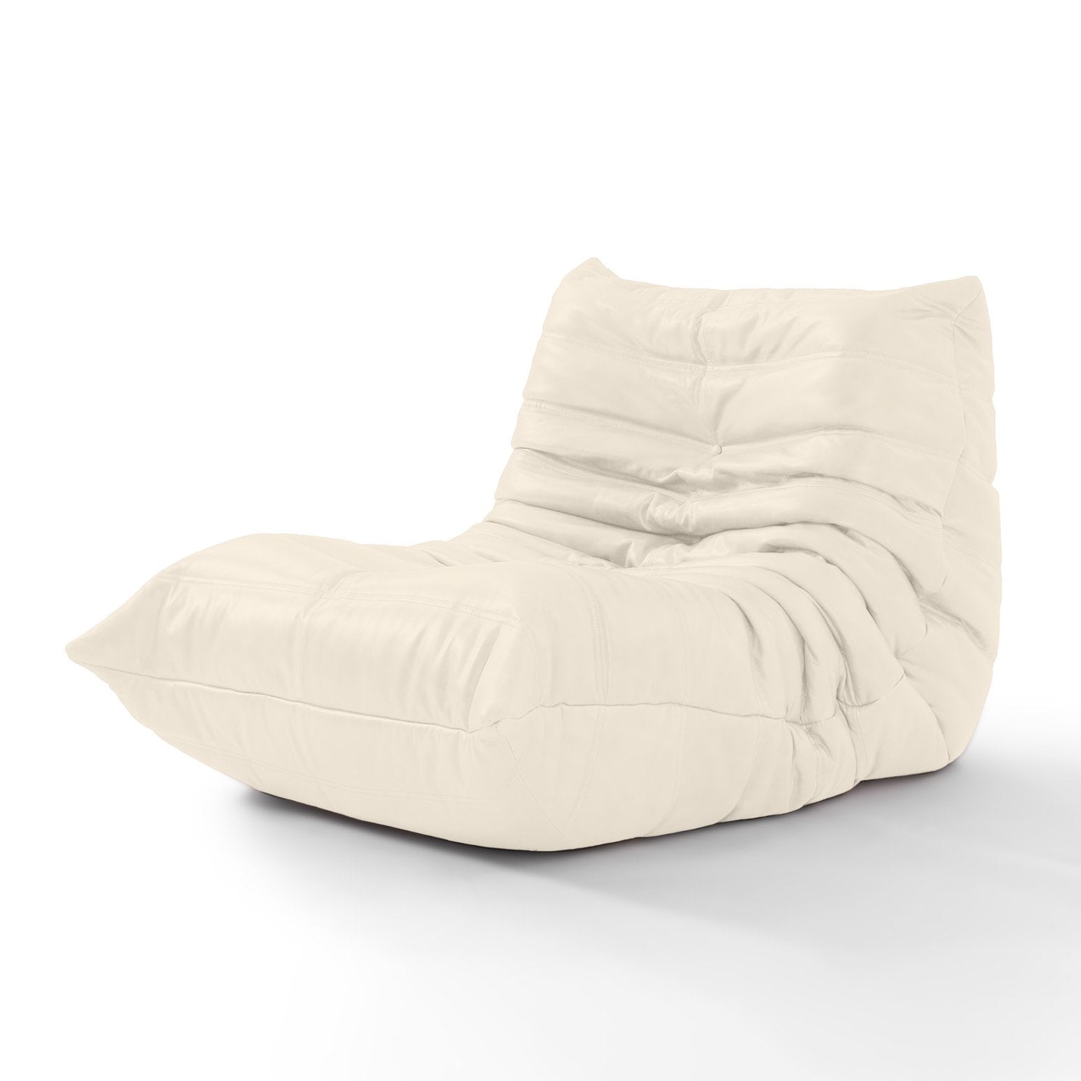 Caterpillar Leather Lounge Chair in plush leather with frameless, all-foam design and hand-tufted detailing