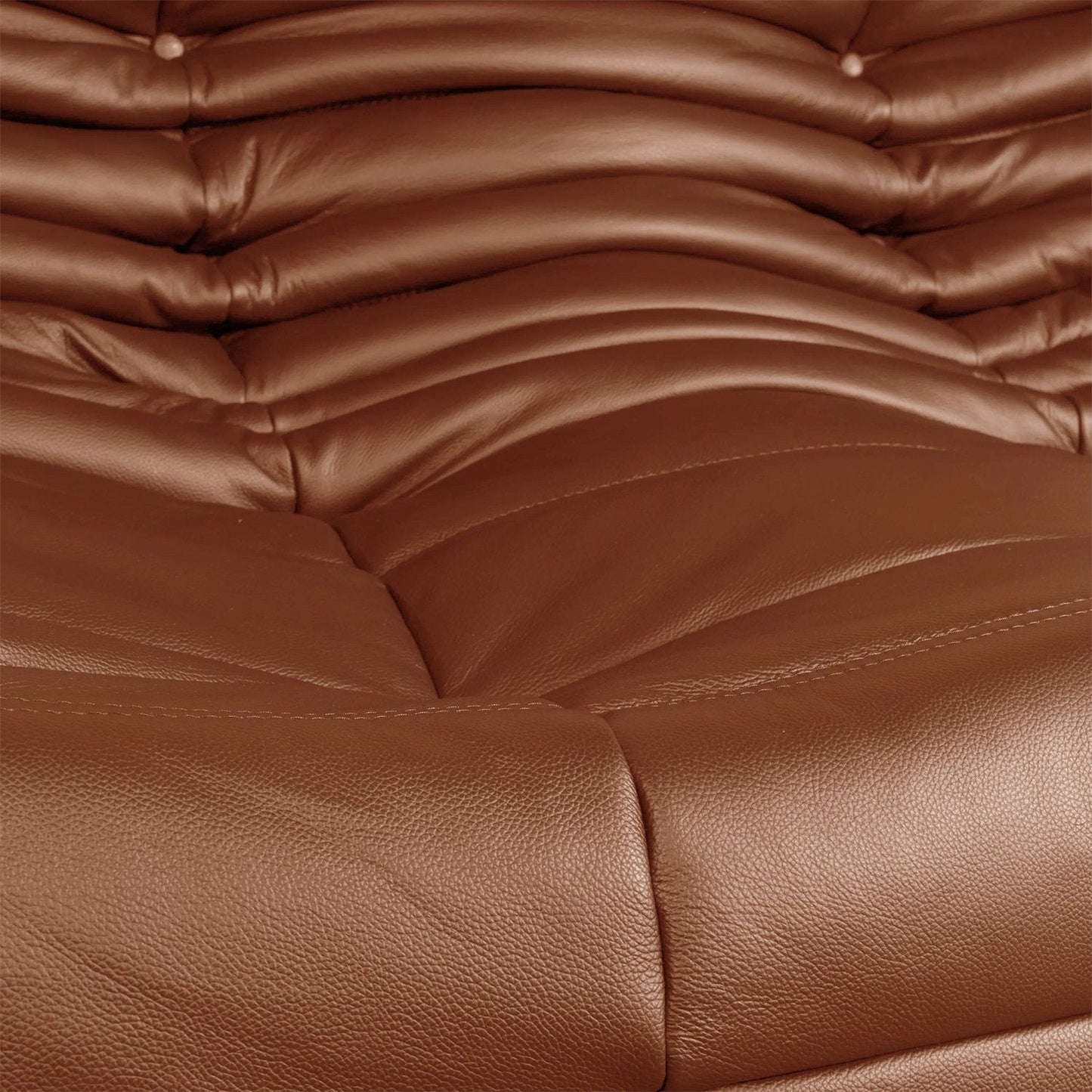 Caterpillar Leather Lounge Chair in plush upholstered leather with iconic wave-like frameless design and hand-tufted detailing