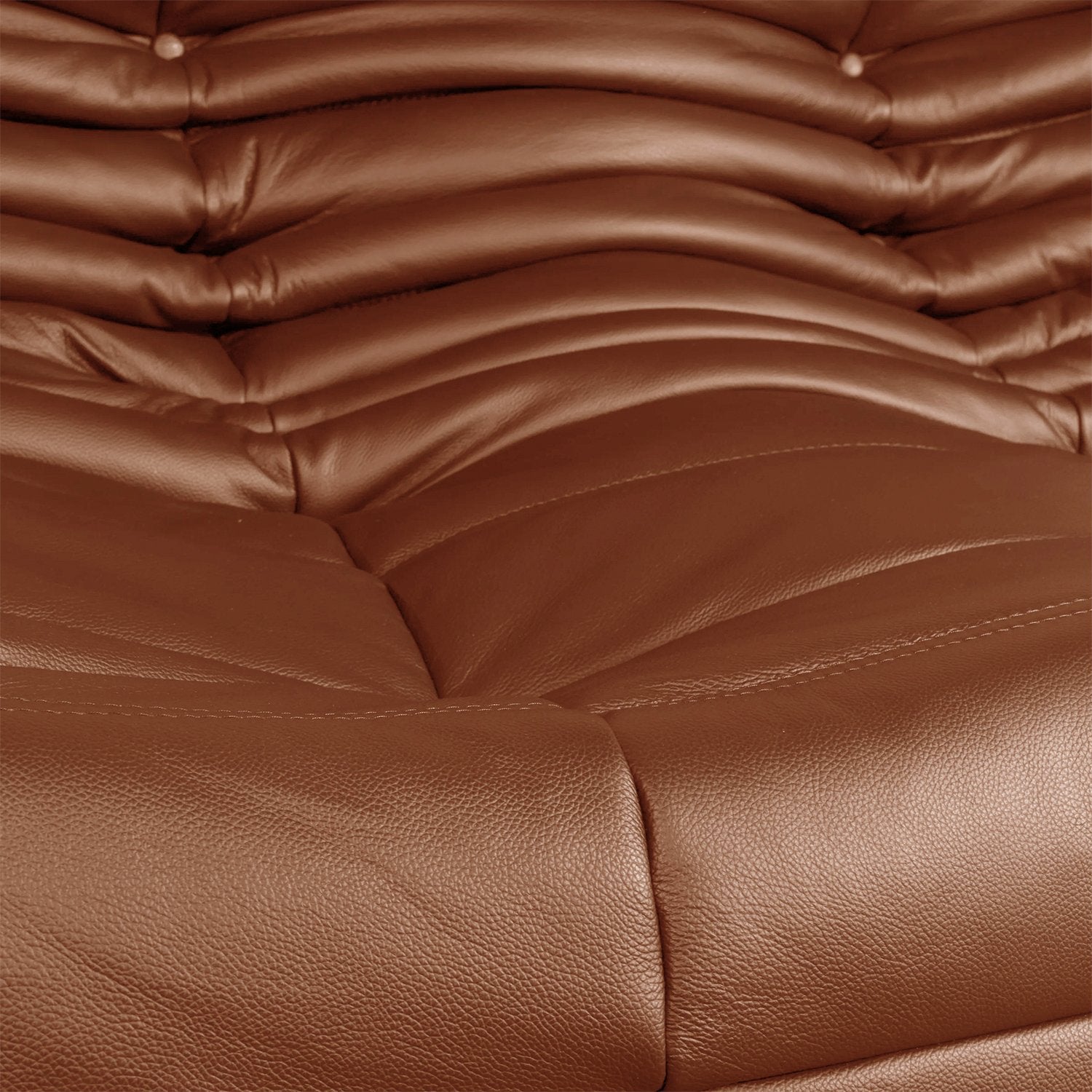 Caterpillar Leather Lounge Chair in plush upholstered leather with iconic wave-like frameless design and hand-tufted detailing