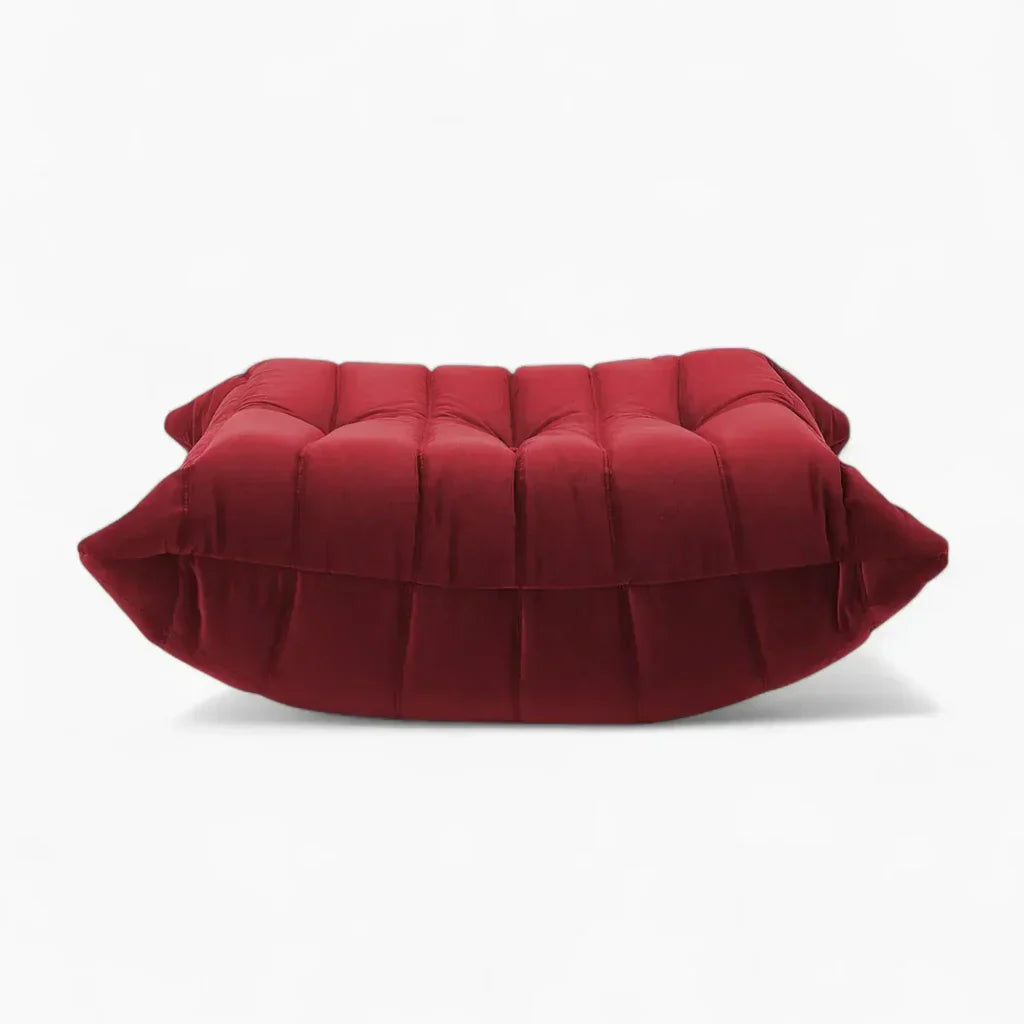 Luxury Caterpillar velvet ottoman footstool with premium velvet upholstery and ergonomic segmented design