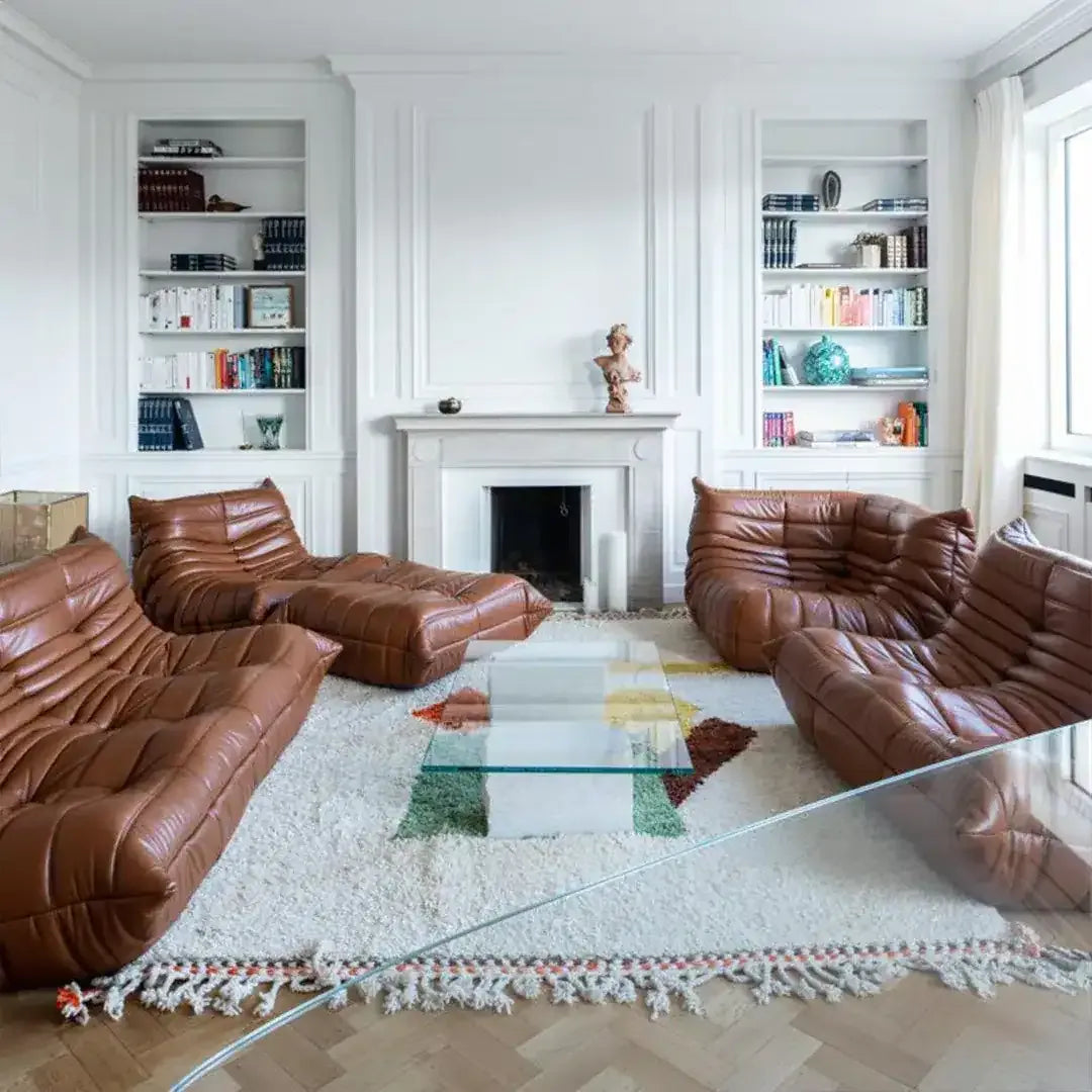 Caterpillar Fireside Chair leather armchair with frameless foam design and premium upholstery