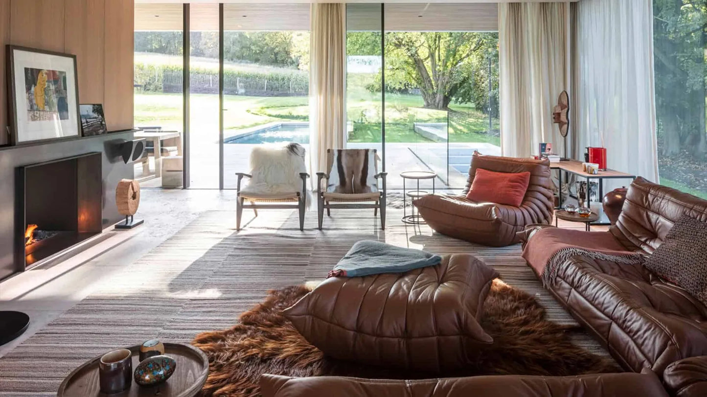 Caterpillar Fireside Chair leather armchair with frameless all-foam construction and premium genuine leather upholstery