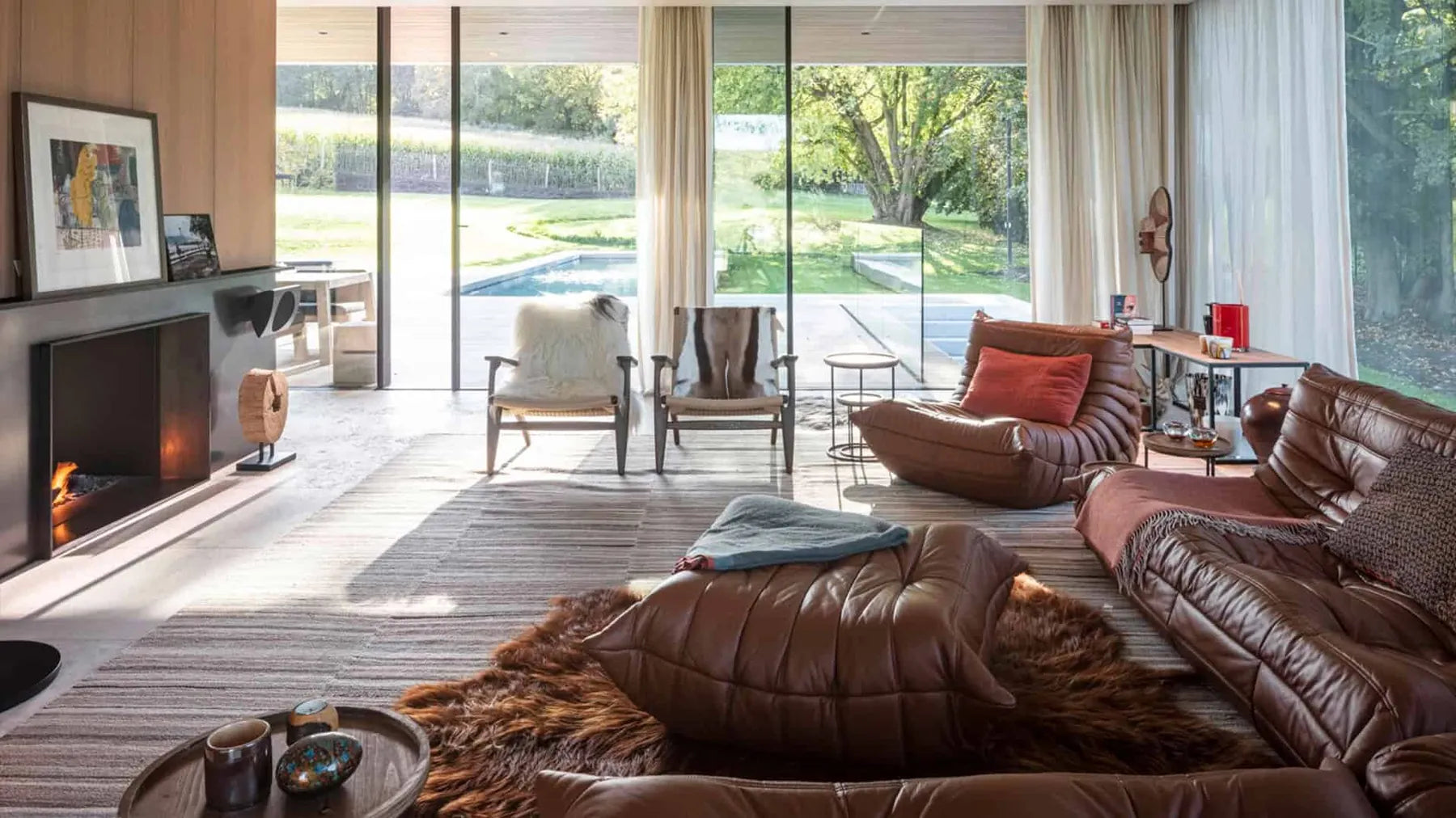 Caterpillar Fireside Chair leather armchair with frameless all-foam construction and premium genuine leather upholstery
