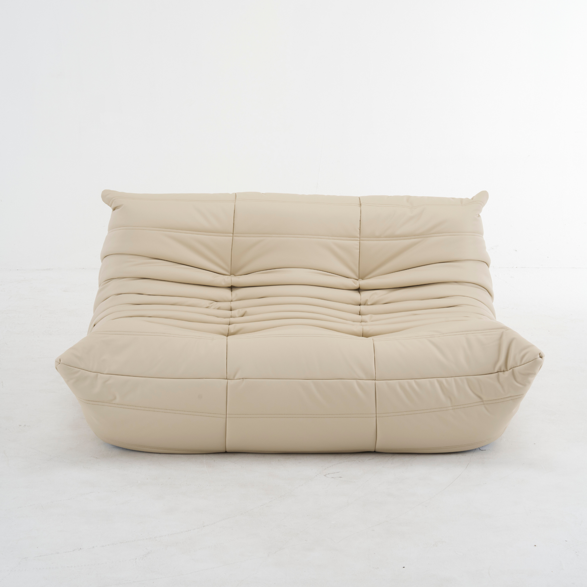Plush leather loveseat sofa with low-profile design and premium top-grain upholstery in multiple colors