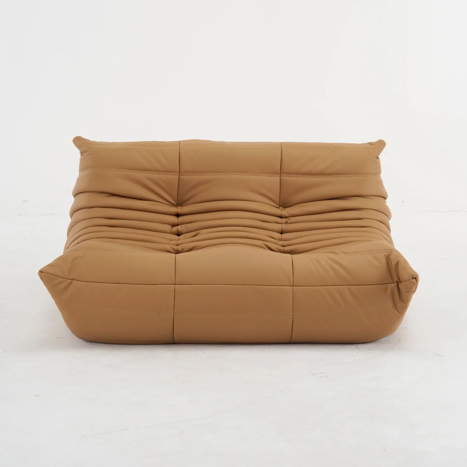 Low-profile Plush Leather Loveseat 2-seater sofa with premium top-grain leather upholstery and deep plush cushions